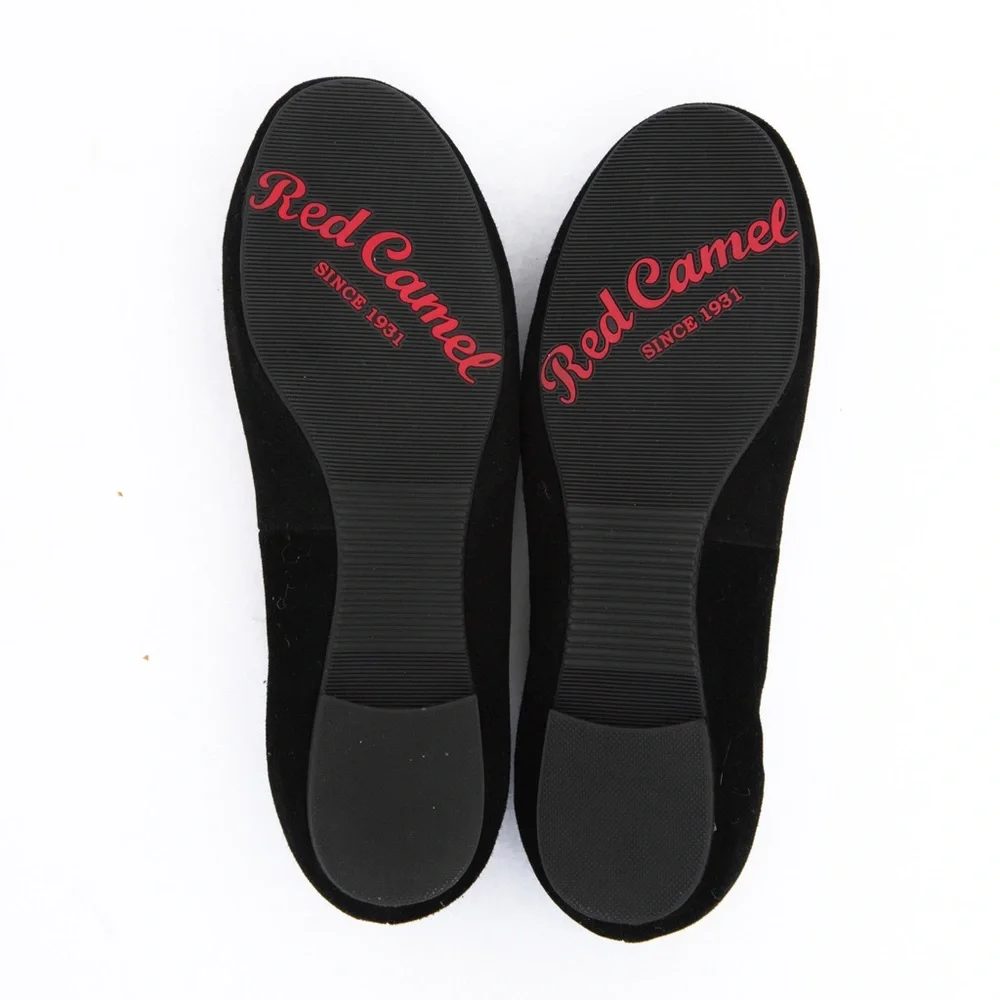 Suede leather ballet flat black with gold accents Red Camel 7